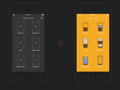 UX coffee-machine remote App aplication app coffee ios iphone mobile ui ux wireframe wireframing