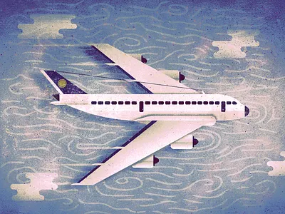 The Earth from Above clouds editorial flat illustration pilot plane retro sky texuture vector vintage