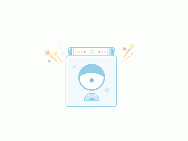 Washee the Washer broken fixed gif happy icon illustration sad washer washing machine