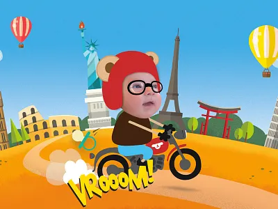 Baby baptism invitation baby baptism colorful happy illustration motorcycle texture