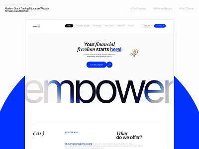 Modern Stock Trading Education Website for Gen Z & Millennials design education figma gen z millennials landing page stocktrading traiding typography ui ux website