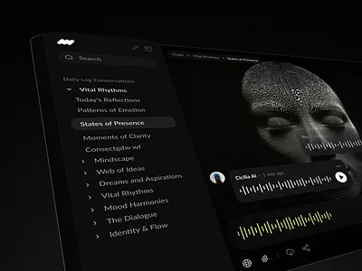 Concept for an AI assistant ai animation chatbot darkui mindfulness ui webdesign