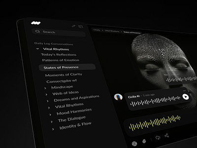 Concept for an AI assistant ai animation chatbot darkui mindfulness ui webdesign