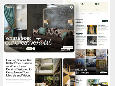 Véstria - Interior Design Agency Landing Page Website / UI creative agency website creative web interface digital aesthetics elegant website layout high end interior design interactiveui interior branding interior design portfolio interior design website jabel luxury interior website minimalist web design modern ui design responsive web design ui uiux design ux visual storytelling web design inspiration web ui trends