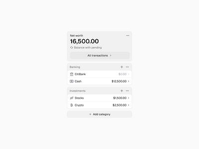 Net worth bank banking button dashboard design system figma finance menu money ui kit