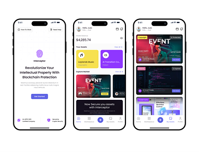 Interceptor App Design | Blockchain-powered Mobile App app design app ui block chain crypto crypto app crypto wallet cryptocurrency design figma figma design figma design app meme crypto mobile app mobile app design mobile app figma token ui ui design uiux uiux design