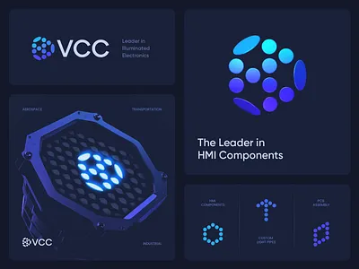 Logo and Branding for VCC 3d animation blockchain branding defi electronics gradient icon identity industrial led lepisov lettering lighting logo motion saas tech token web3