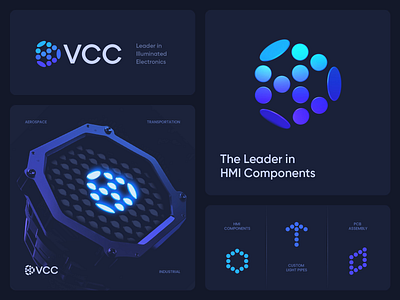 Logo and Branding for VCC 3d animation blockchain branding defi electronics gradient icon identity industrial led lepisov lettering lighting logo motion saas tech token web3