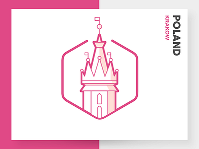 Krakow 2d building city clean design flat icon illustration krakow logo poland vector