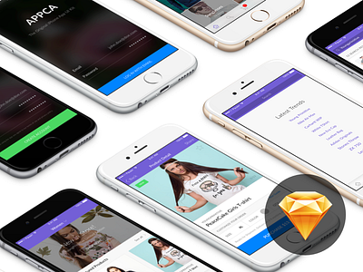 Appca Sketch UI Kit app ecommerce iphone kit light mobile shop sketch ui