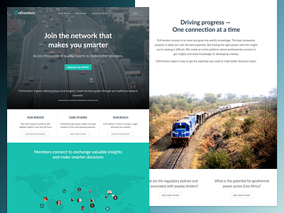 Onfrontiers website bg clean corporate map simple video web website white