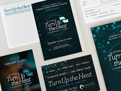 Turn Up the Heat Gala Suite invitation invitation suite pearlescent paper postcard print program reply card save the date