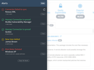 Alert Panel Exploration alert dark james brown kenna kennasecurity notification panel ui web application