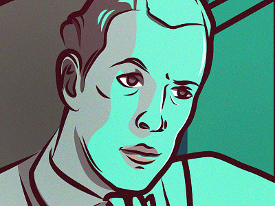 Shadow of Mr. Andersen face illustration line man vintage