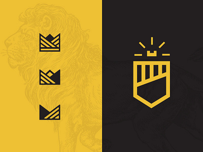 Mystery Project crown empire illustration king line lion logo mark monarch royal shield simple