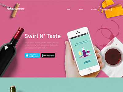 Landing Page For A New App app landing wine