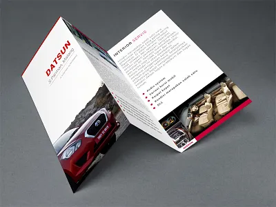 Datsun Tri Fold Brochure brochure car datsun design paper red selling