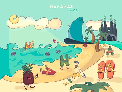 Hananas World barcelona flipflops love hananas illustration pineapple sagrada familia sexy