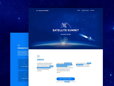 Satellite Summit blue conference landing page satellite space summit