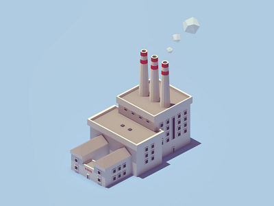 Baby Svanemølle power station copenhagen denmark isometric lopoco low poly power station svanemølle
