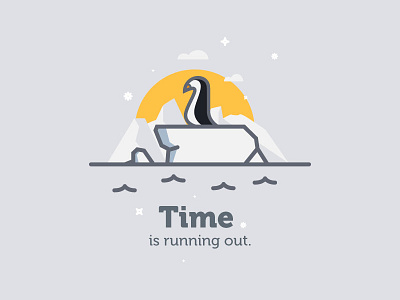 Time Is Running Out. design flat icon illustration minimal out penguin running strokes time