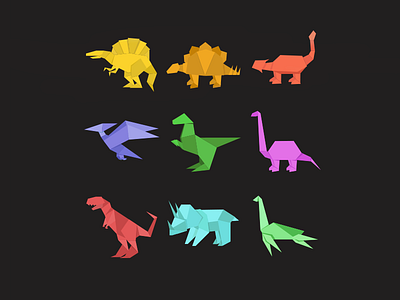 Origami Dinosaurs P2 dinosaurs flat interface origami ui ux vector