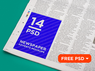 14 Newspaper Adverts Mockups advert advertisement daily download free freebie mock up mockup newspaper press psd template