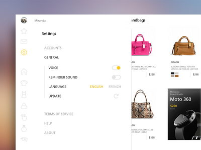 Settings design ios cart flat interface ipad page product settings shopping ui ux