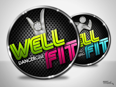 Well Fit logos dancercise fitness metallic speaker training