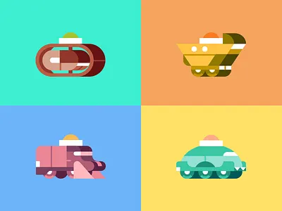 Tripl3Squad weird quartet car character game illustration ui vector vehicle