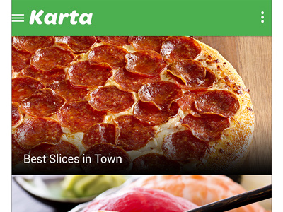Karta UI android karta lollipop pizza