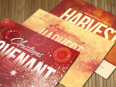 Holiday Church Postcard Bundle christmas invitation church postcard concert creative designs gospel harvest loswl love sermon postcard snow stars thanksgiving