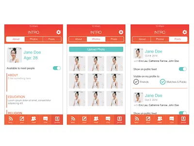 Intro UI Screens app iphone profile screens ui