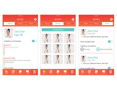 Intro UI Screens app iphone profile screens ui