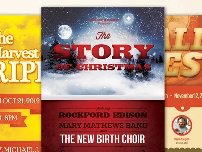 Harvest Holiday Church Flyer Bundle authumn flyer sale christmas postcard church church design church postcard concert creative designs gospel gospel fest harvest love thanksgiving