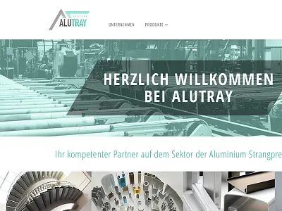 Alutray Systems clean flat green screendesign simple webdesign white