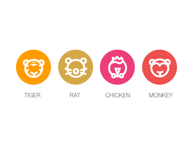 Tiger Rat Chicken Monkey chicken monkey，animal rat tiger