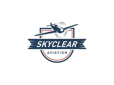 Skyclear Aviation Logo air airplane design logo plane retro sky