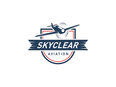Skyclear Aviation Logo air airplane design logo plane retro sky