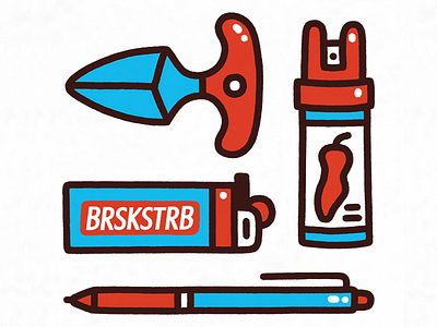 Street weapons, fragment brskstrb illustration knife lighter zippo pattern pen pepper spray weapons