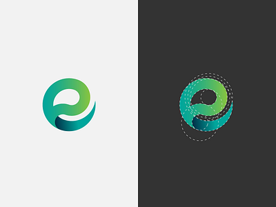 e Letterform Logo branding circle e emotikon globe gradient identity initial letterform lettermark logo