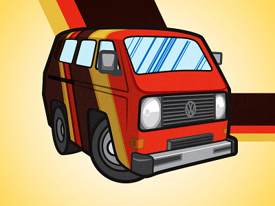 Magnum P.I. Island Hopper Special automobile brown bus car caricature cartoon orange red show van vw yellow