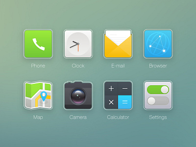 Thin Line 1 browser calculator camera clock email icons map phone settings