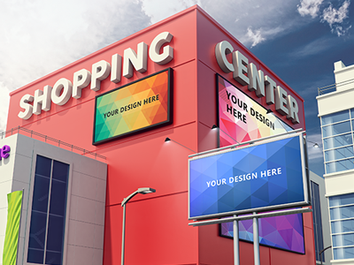 Outdoor Advertisement Mock-Ups adver advertisement banner billboard board display mock ups mockup outdoor psd realistic showcase