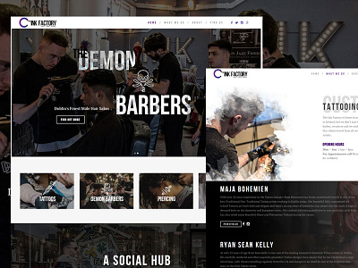 Ink Factory Tattoo barbers coffee dublin ireland piercing tattoo ui web design