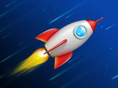 Small Rocket 3d children colors design funny game icon logo rendering rocket universe
