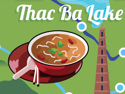 Vietnam Map asian food illustration lake map pagoda soup travel vietnam