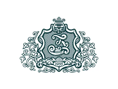 Zemcov coat of arms crest family floral ornament heraldry illustration lyre monogram shield waves