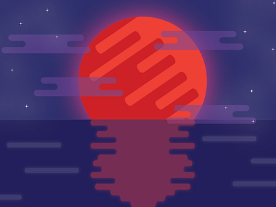 Blood Moon design flat moon