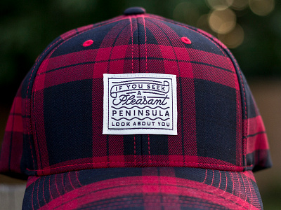 Plaid Peninsula hat label michigan plaid tag typography